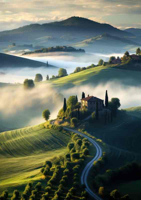 A beautiful Morning In Tuscany | Metal Poster