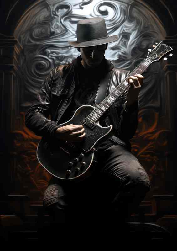 A person standing in front of a guitar | Metal Poster