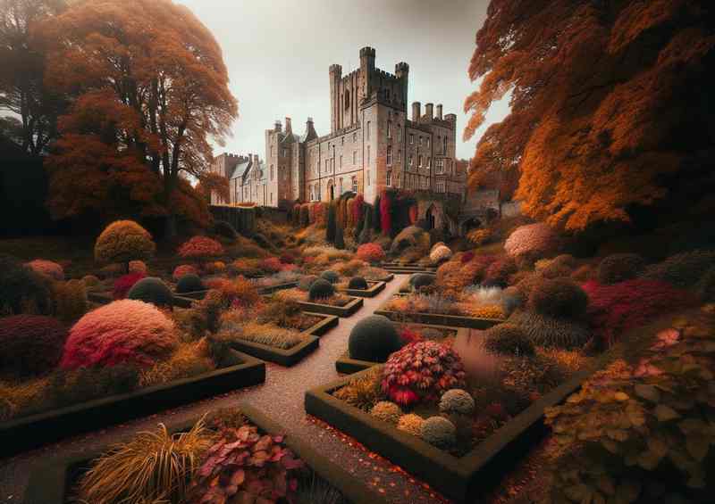 Bamburgh Castle Gardens in Autumn | Metal Poster