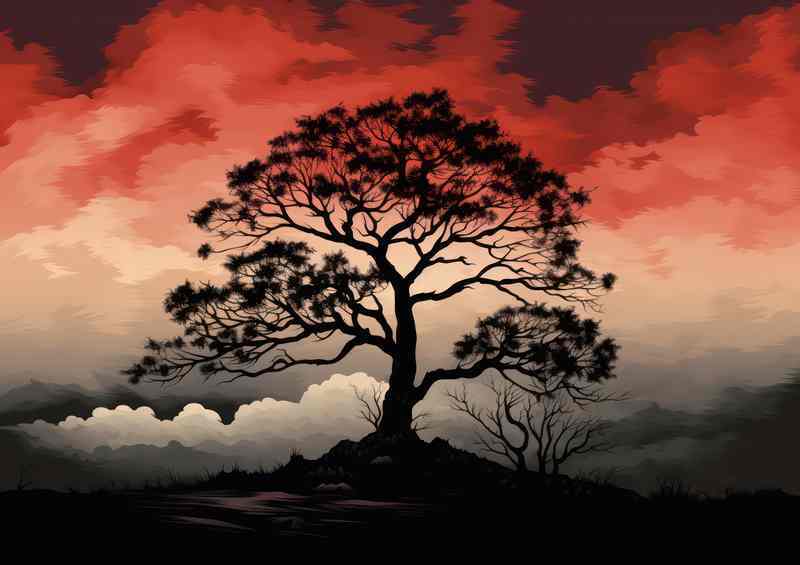 A Silhouette tree blowing the the winds | Di-Bond