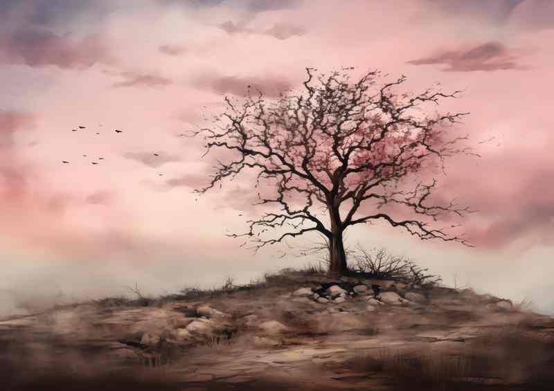 A solitary Tree with no leaves in the autumn time | Di-Bond