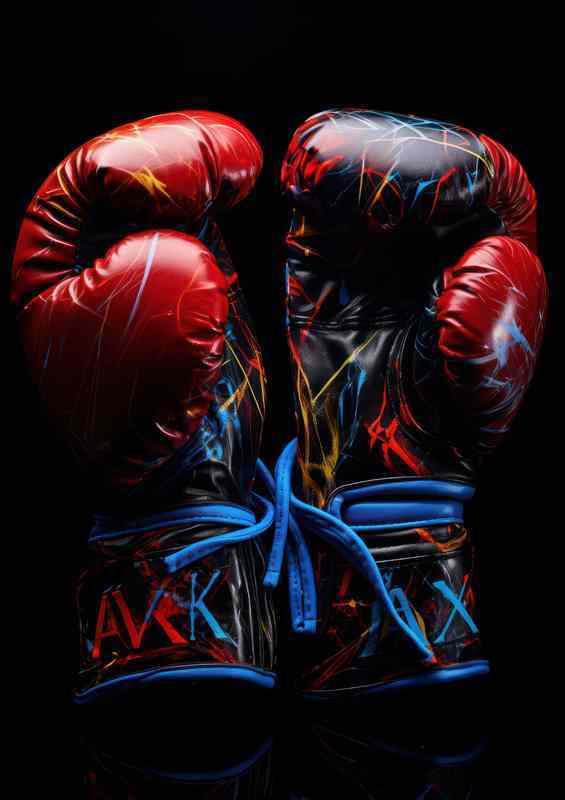 Boxing gloves painting on black background | Metal Poster