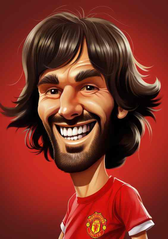 Caricature of George best | Metal Poster