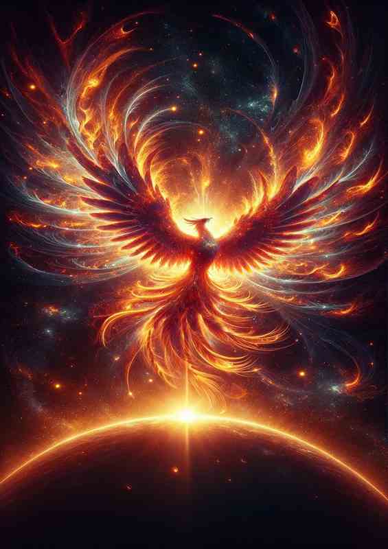Galactic Phoenix Solar Flare Sky Metal Poster