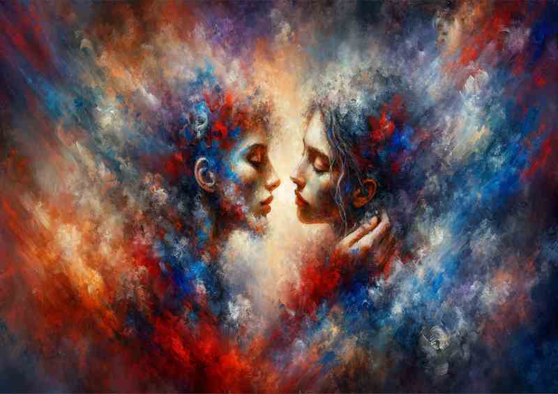Romantic Female Couple Love Artistic Representation | Metal Poster