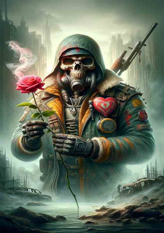 Apocalyptic Romantic Skull Warrior Art | Metal Poster