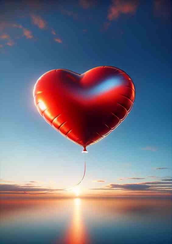 Red Heart Balloon | Metal Poster