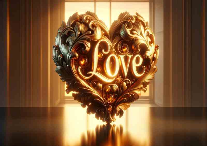 Golden Love Heart Deco | Metal Poster (45 characters)