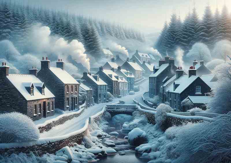 Snowy Serenade Irish Village Metal Poster