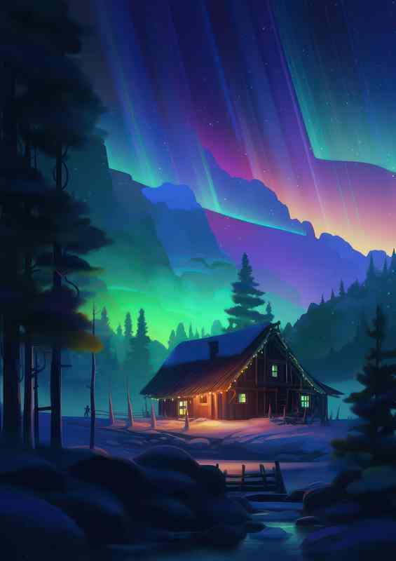 The Dance of Light Aurora Covered Landscapes | Metal Poster