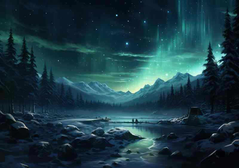 The Silent Beauty of Snow and Aurora Combined | Metal Poster