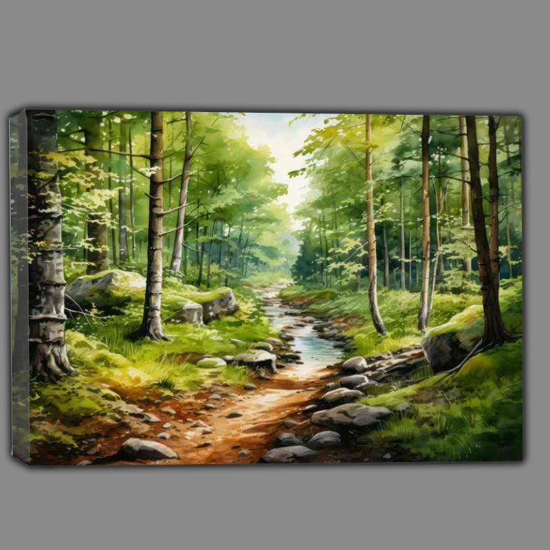 Buy Canvas : (A Beautiful Forest With A Path Nestled Through It)