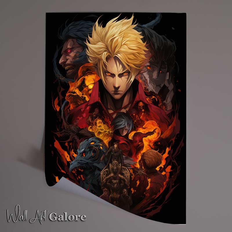 Buy Unframed Poster : (A Collage of various anime characters with a black background)