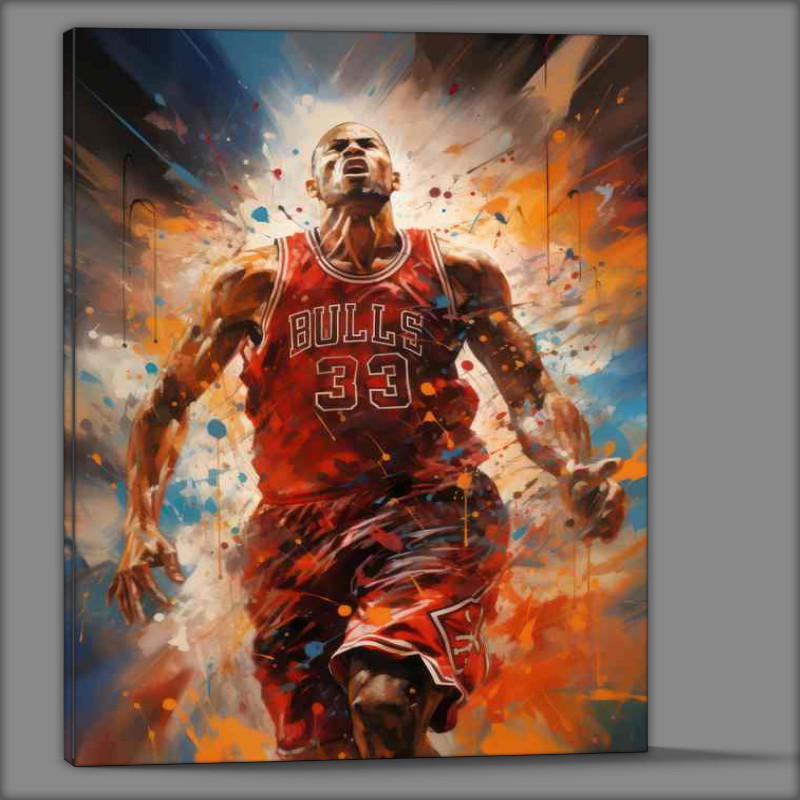 Buy Canvas : (A chicago bulls player in motion basketball art)