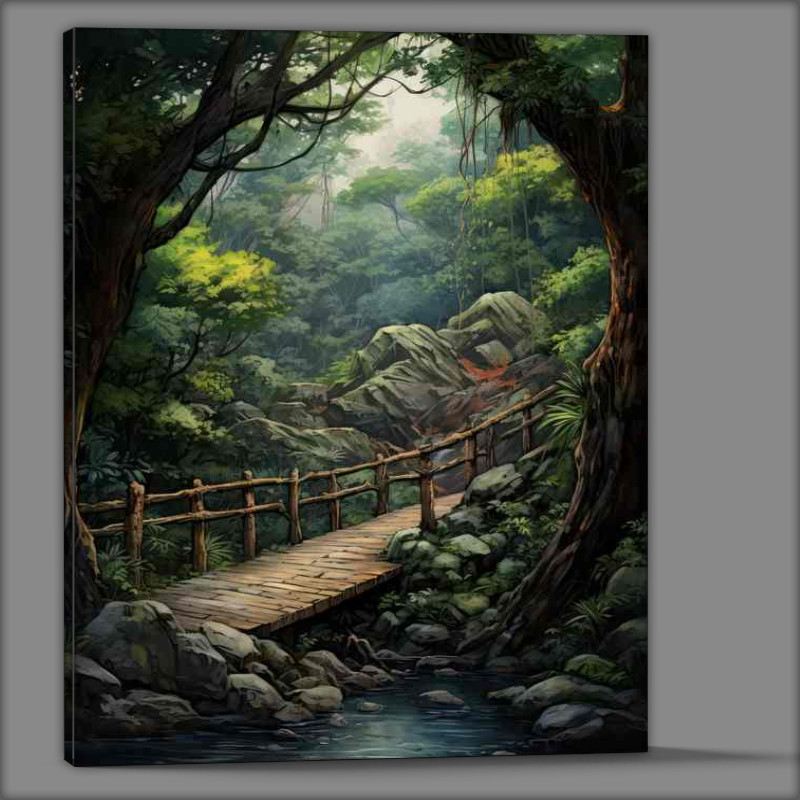 Buy Canvas : (A Bridge nestles in the forest)