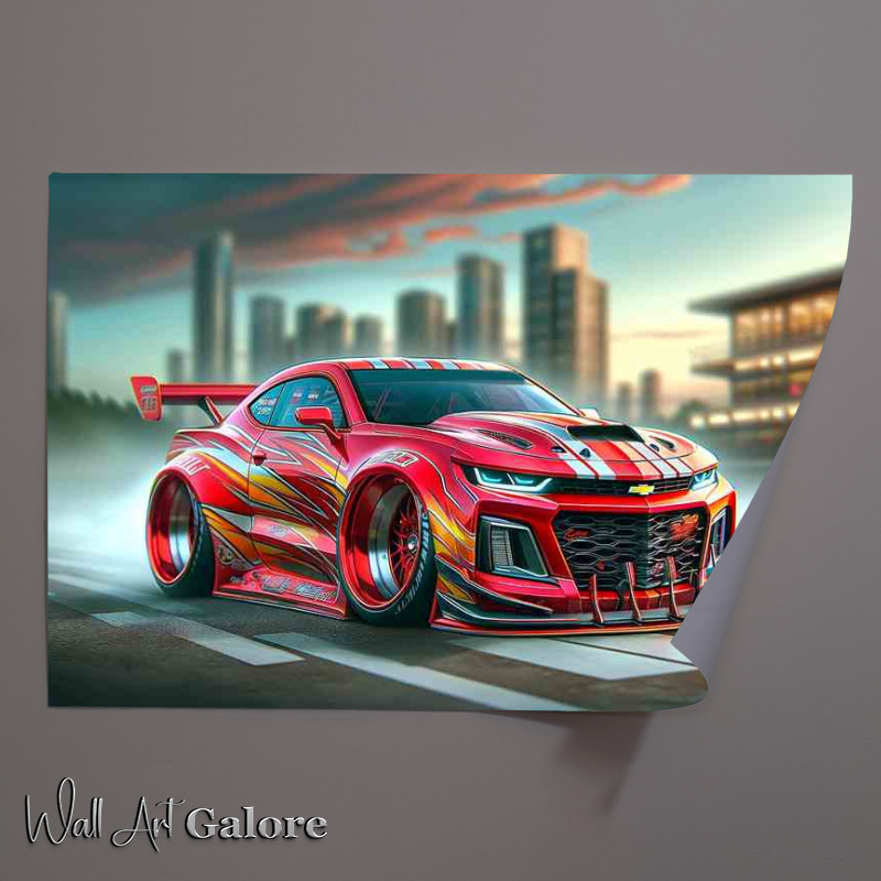 Buy Unframed Poster : (a Chevrolet street racing car with oversized features)