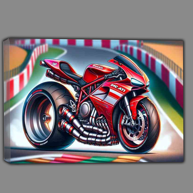 Shop Now for Ducati 916 Motorcycle Art in Cartoon Style Poster
