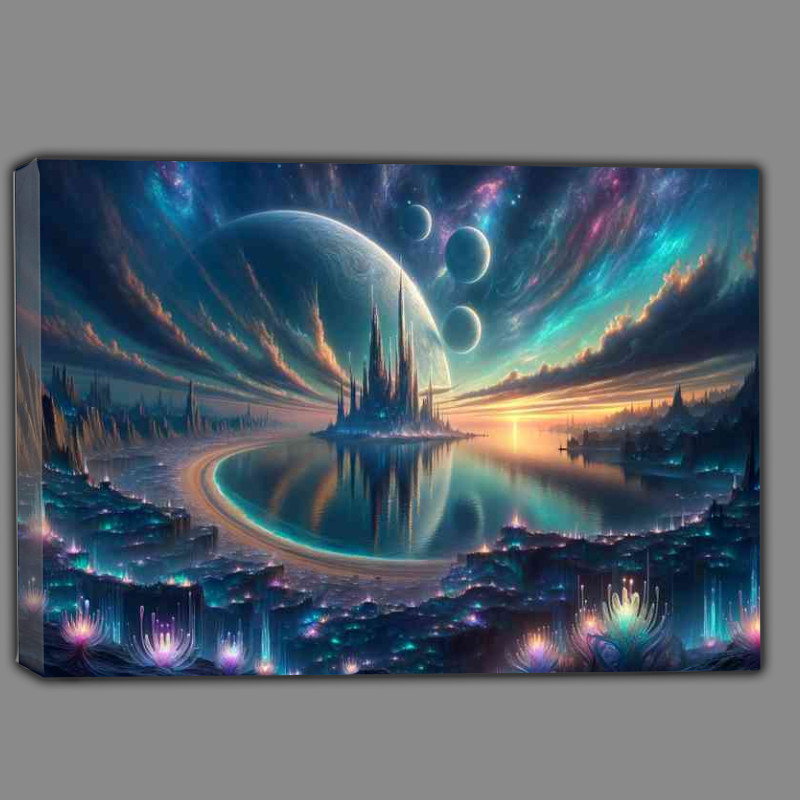 Buy Canvas : (A breathtaking fantasy castle a unique sky)