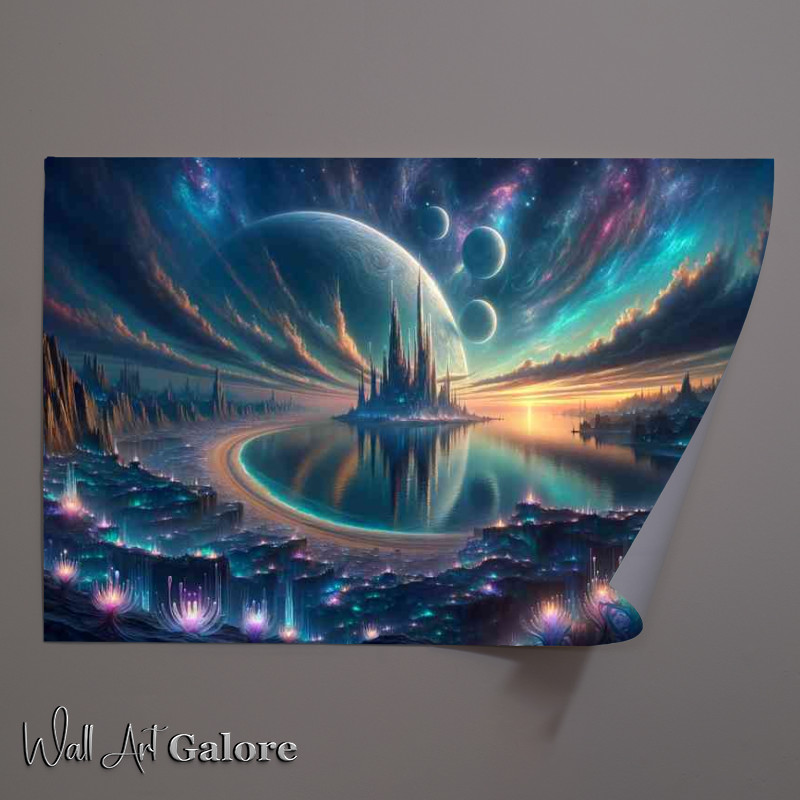 Buy Unframed Poster : (A breathtaking fantasy castle a unique sky)