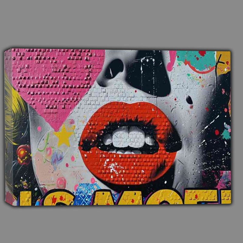 Buy Canvas : (A Collage of street art with lucky lips)