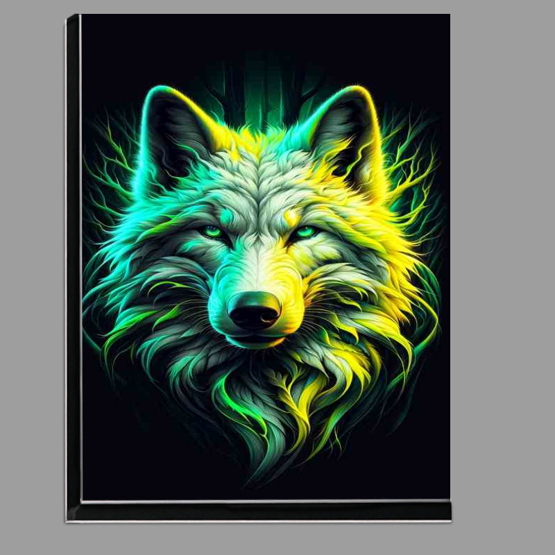 Buy Di-Bond : (A close up of a wolfs head with neon tones)